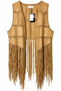Gilet flecos camel