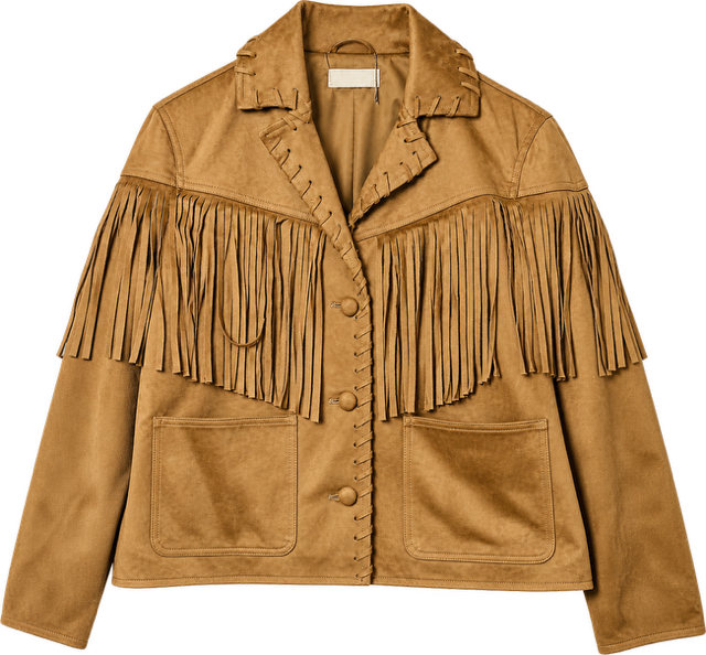Chaqueta flecos camel